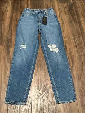 New Women’s Lee Jeans High Rise Straight Leg Distressed Jeans 26 Ripped NWT